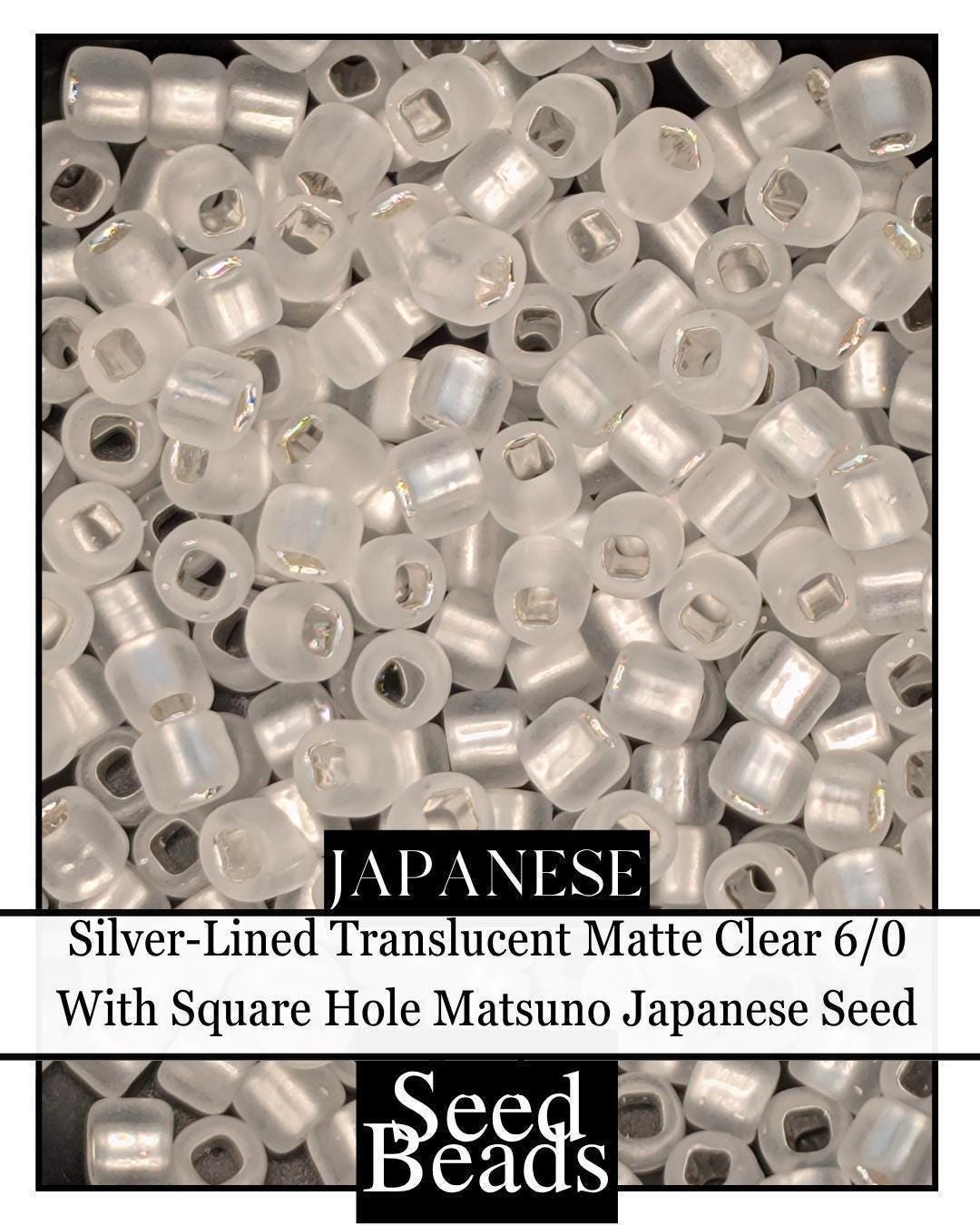 Silver-Lined Seed Beads - Translucent Matte 6/0 Size Beads with Square Hole for Jewelry Spacer