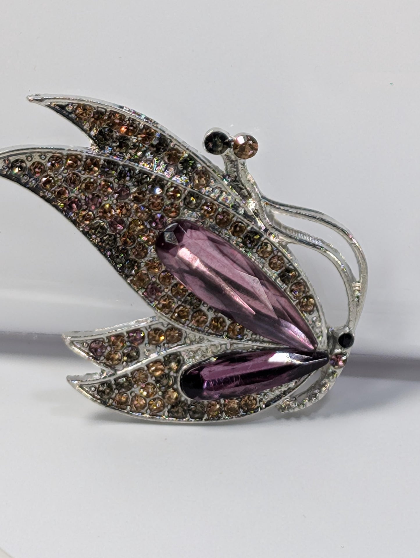 Silver Purple Topaz Brooch – Lightweight Decorative Pin Accessory for DIY Bag Charm