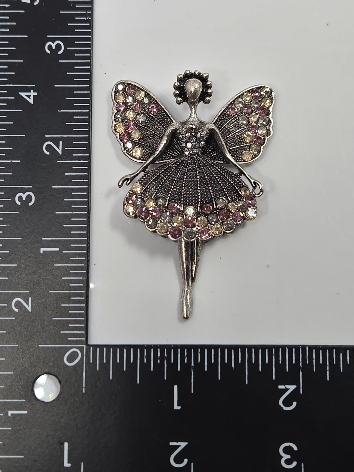 Ballerina Pendant - Silver Plated Rhinestone Jewelry With Hinged Leg Design