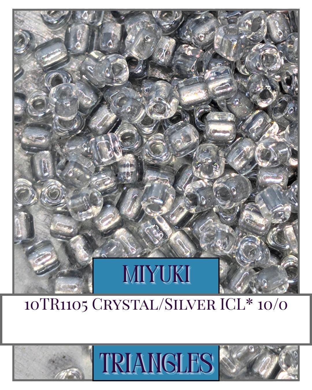 Miyuki Triangle Beads – Size 10/0 Crystal Silver Sparkle Seed Beads 10g Pack