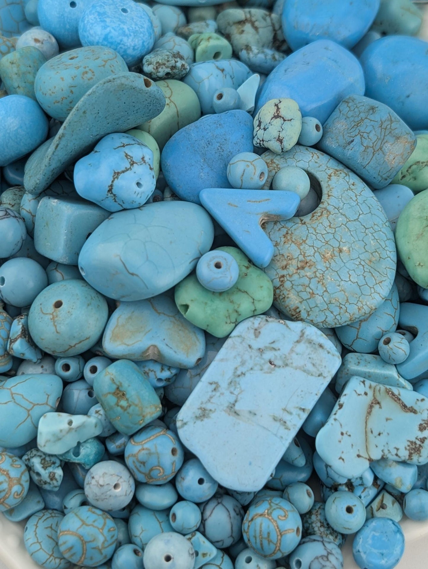 Turquoise Gemstone Beads - Howlite & Wagnerite Mix | Natural Jewelry Supplies