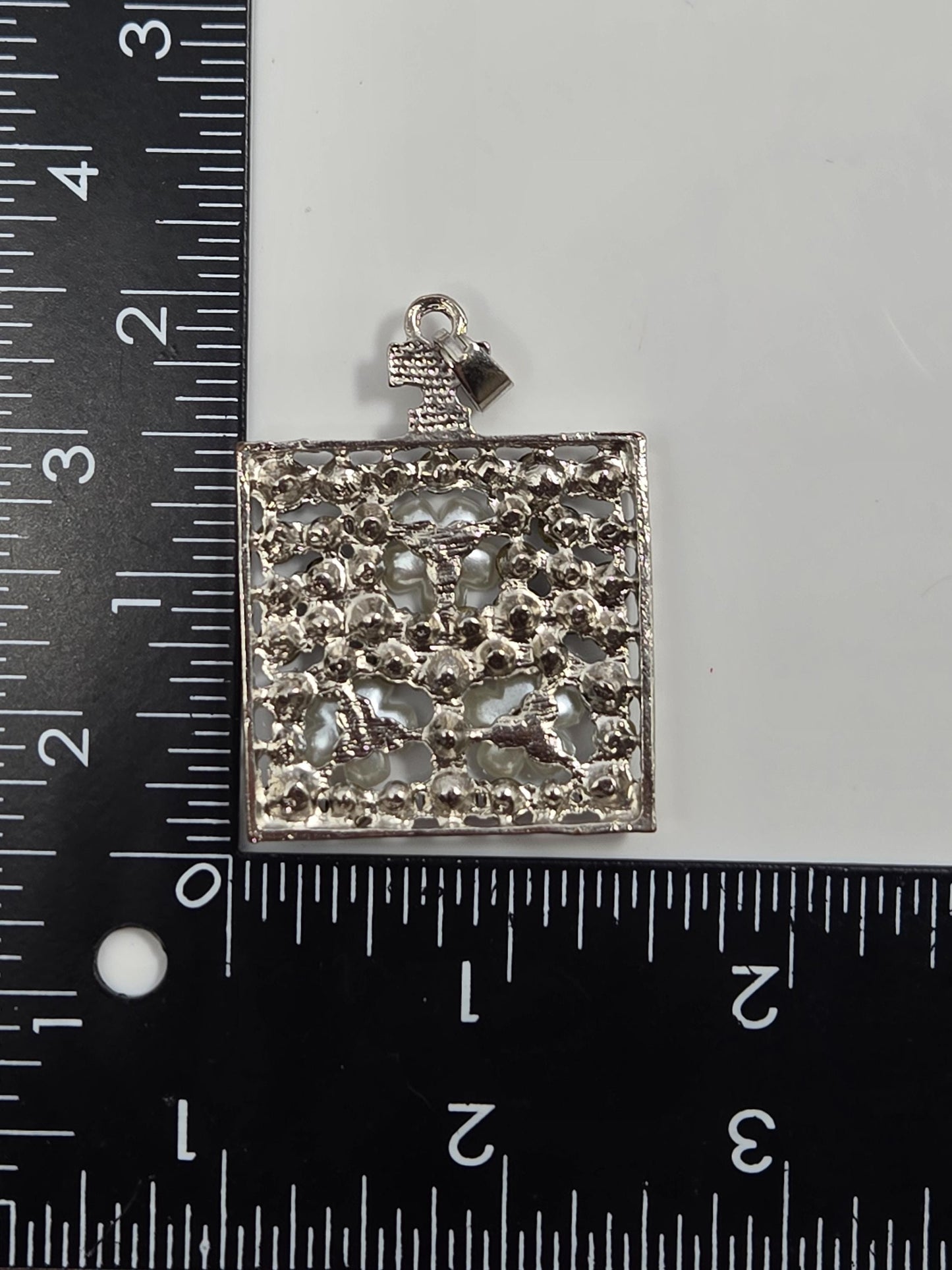 Filigree Pendant Charm - Square Flower Gothic Jewelry Charm | Silver Metal Pendant