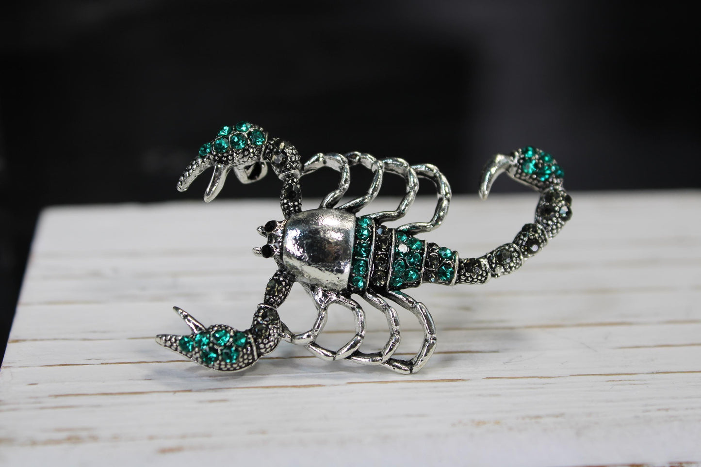 Silver Plated Brooch – Teal Scorpion Animal Pin, Unique Gift Idea & Fashion Accessory