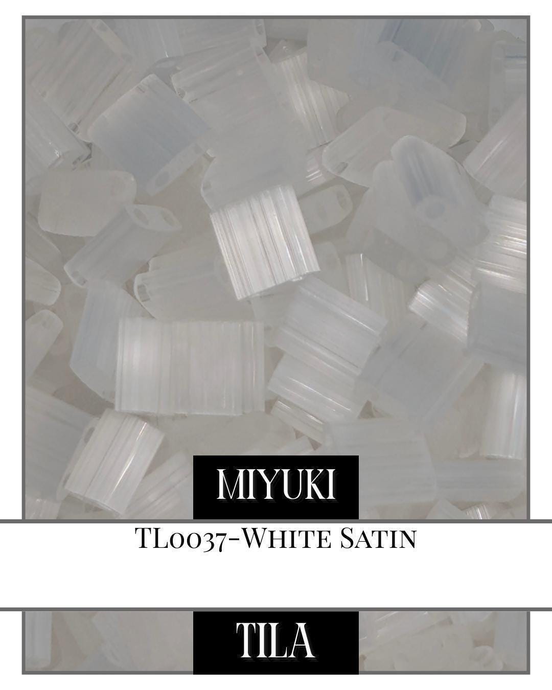 Miyuki Tila Beads – White Satin 7.5g Bead Package | Flat Two Hole Beads