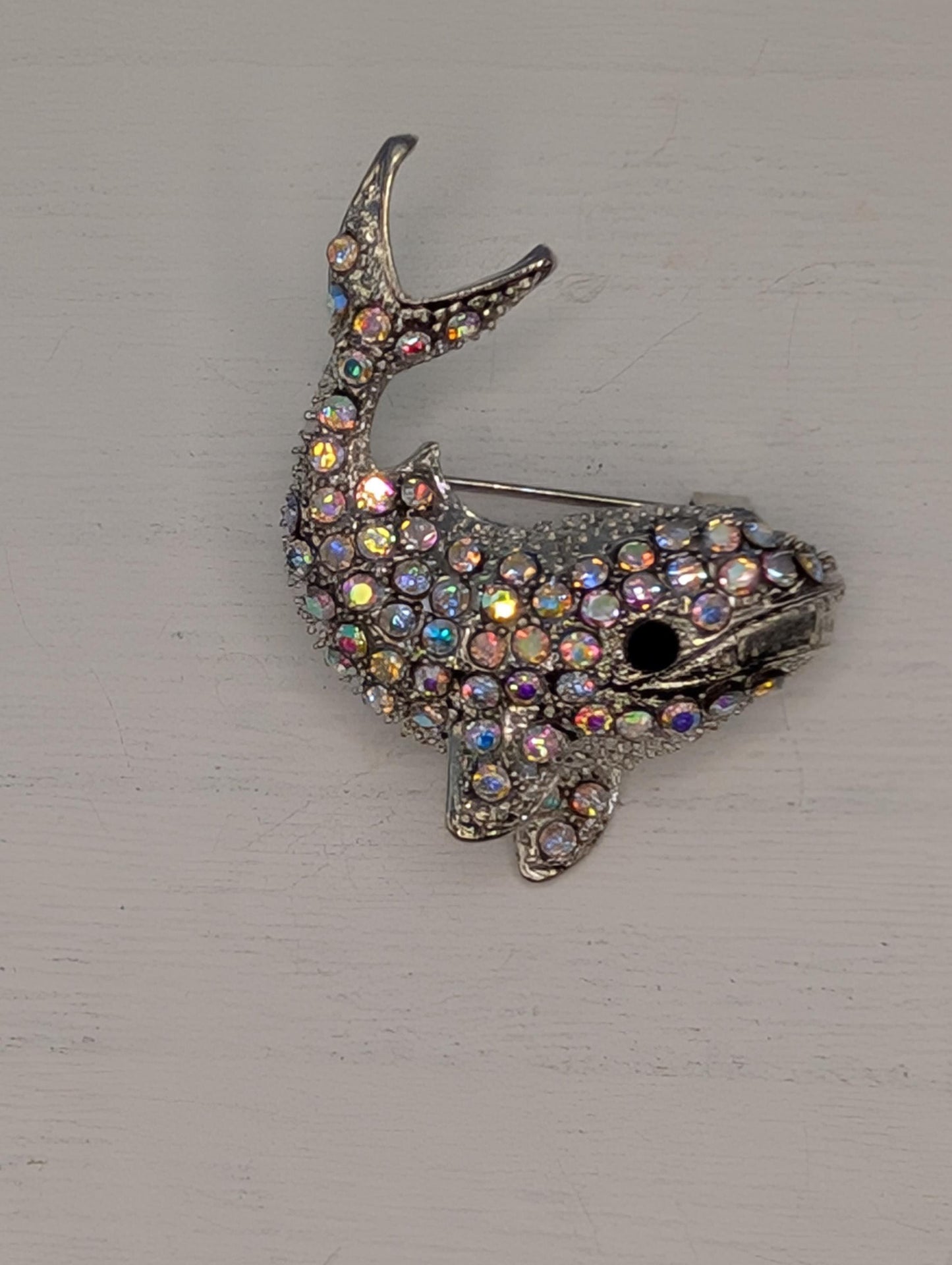 Silver Plated Whale Brooch – Multifunctional Pendant Pin with CZ Sparkling Charm