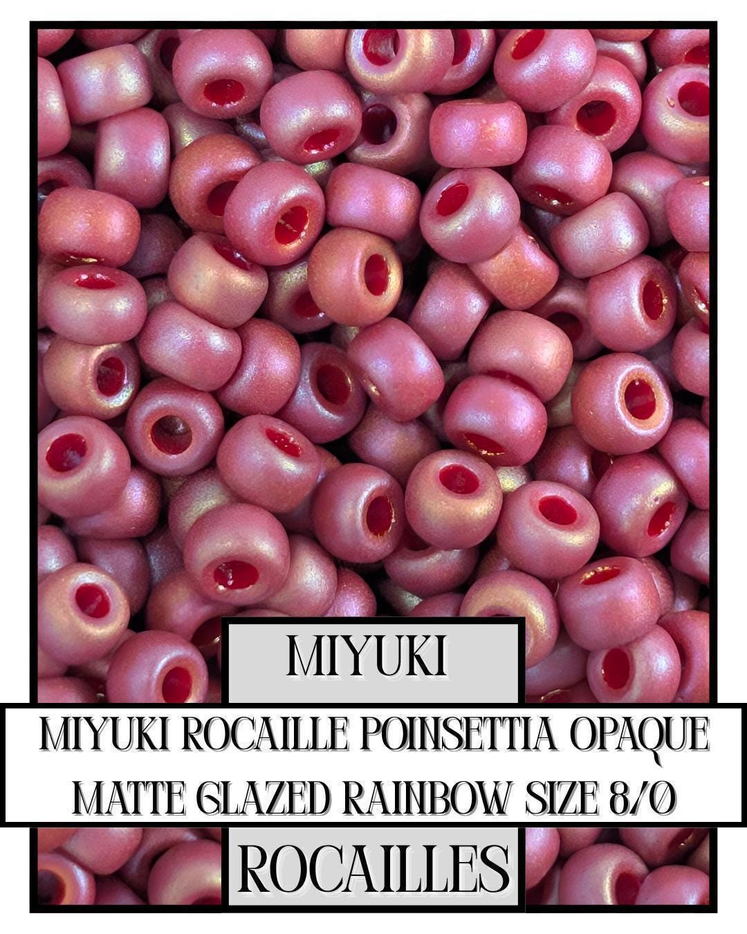 Miyuki Rocaille Beads – Size 8/0 Opaque Matte Poinsettia Rainbow Glaze Seed Beads