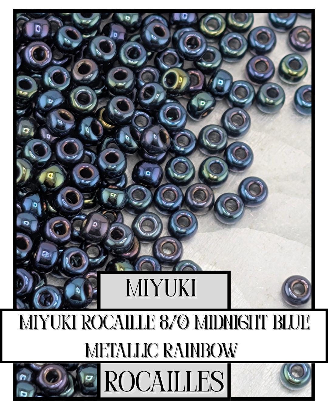 Miyuki Rocaille Beads - Midnight Blue Metallic Rainbow 8/0 Glass Seed Beads 20g