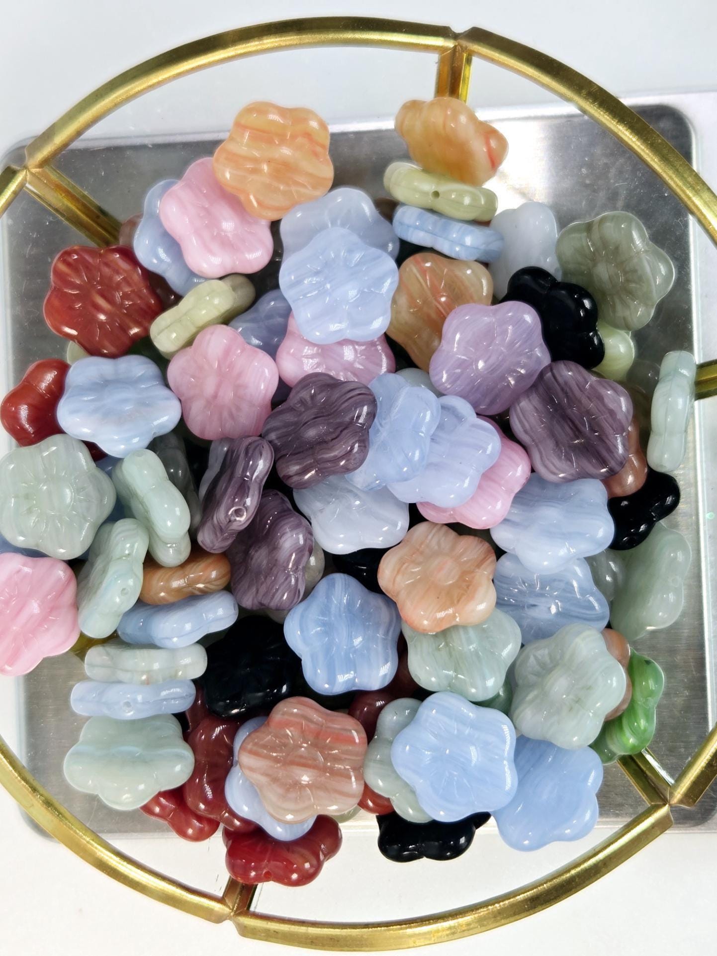 Flower Czech Beads Bulk Mix - Matte Jewelry Beads for DIY Craft Supplies 1oz