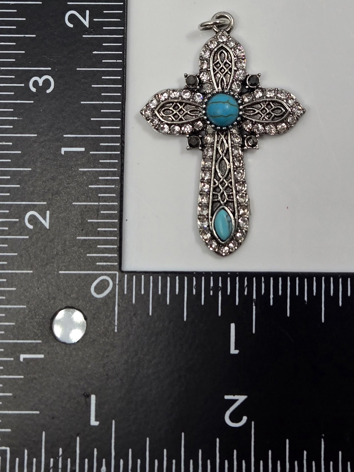 Turquoise Cross Pendant | Vintage Gothic Flair Bag Charm Keychain Accessory