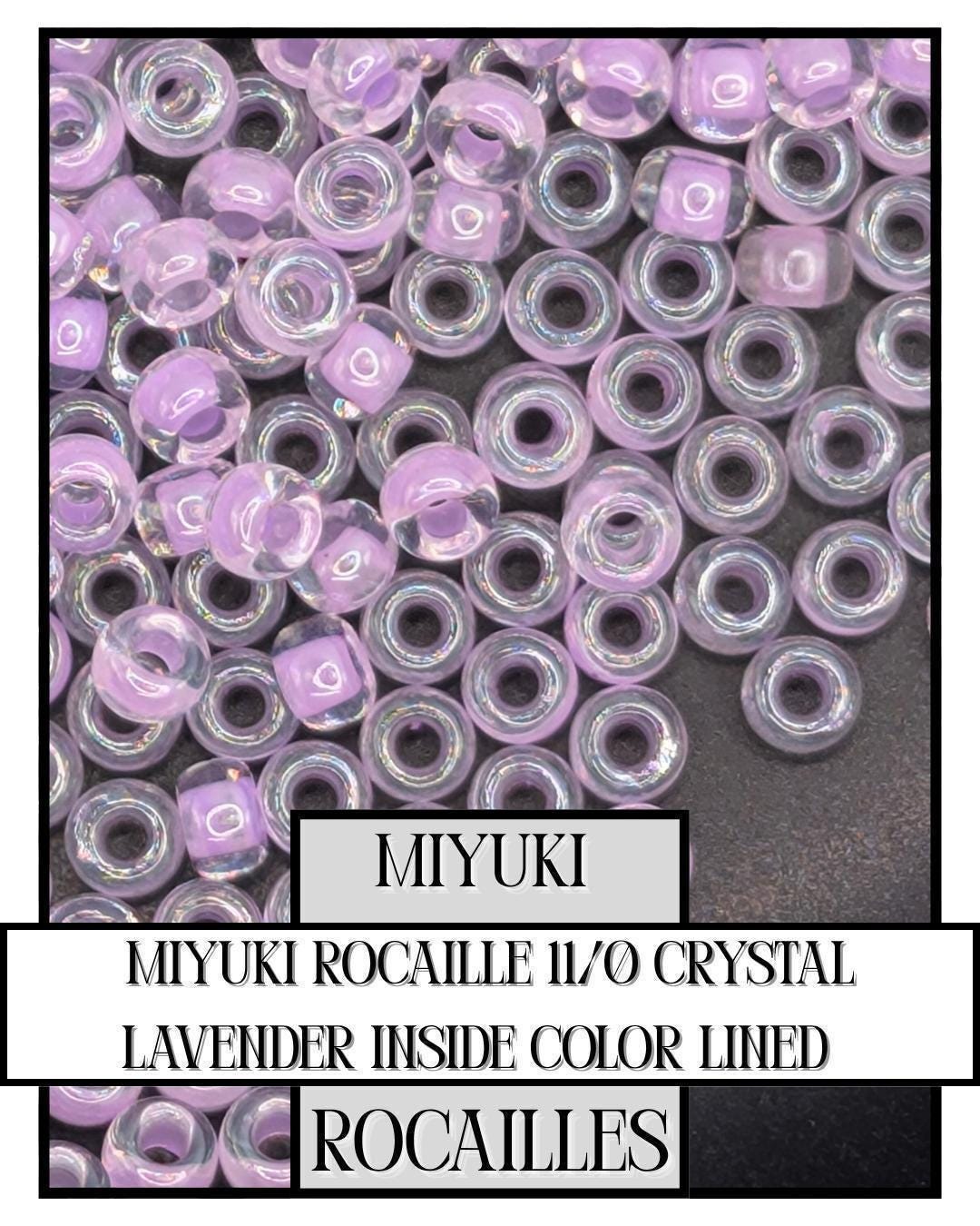 Miyuki Rocailles 11/0 Crystal Lavender Seed Beads Tube - Inside Color Lined Beading Supplies