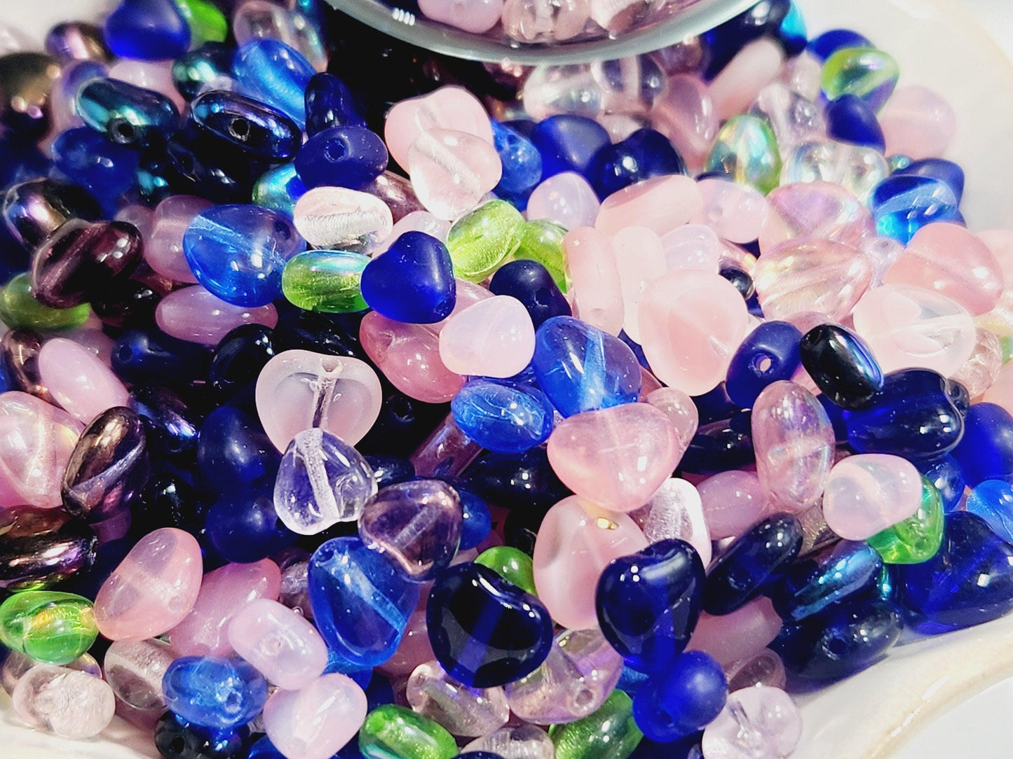 Czech Glass Heart Beads – Bulk Glass Beads Mix for Jewelry Making Crafts