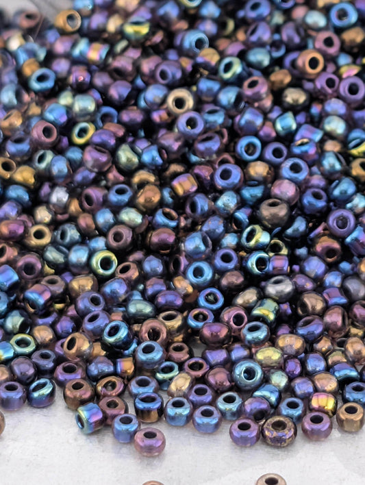 Preciosa Seed Beads Opaque Blue Iris Black 11/0 Size – 20g Package for Jewelry Making