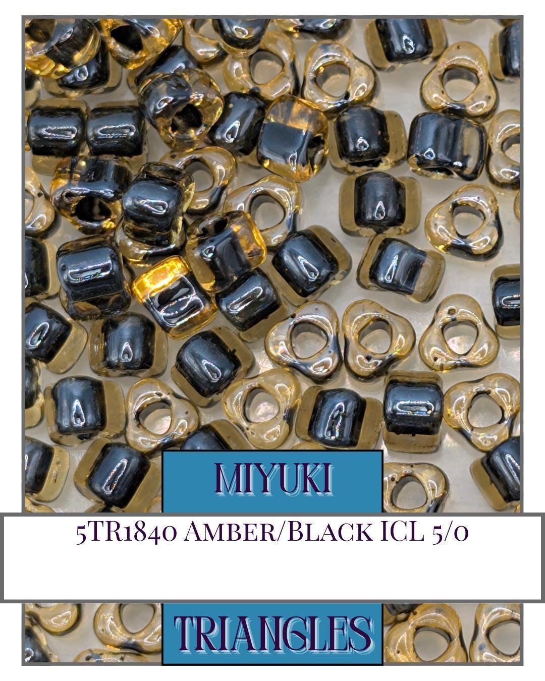 Miyuki Triangle Amber/Black ICL Glass Seed Beads (5/0 15g ~111 Beads)