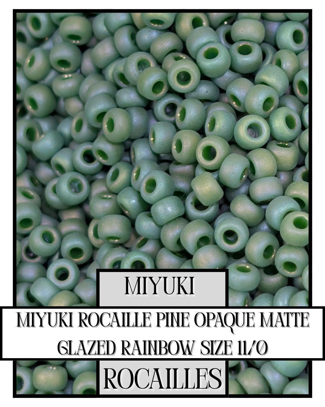 Miyuki Rocaille Beads: Pine Opaque Matte Glazed Rainbow, Size 11/0