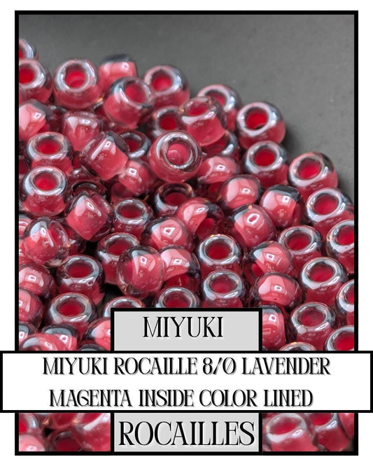 8-2649 Miyuki Rocaille 8/0 | Lavender/Magenta Inside Color Lined 20g