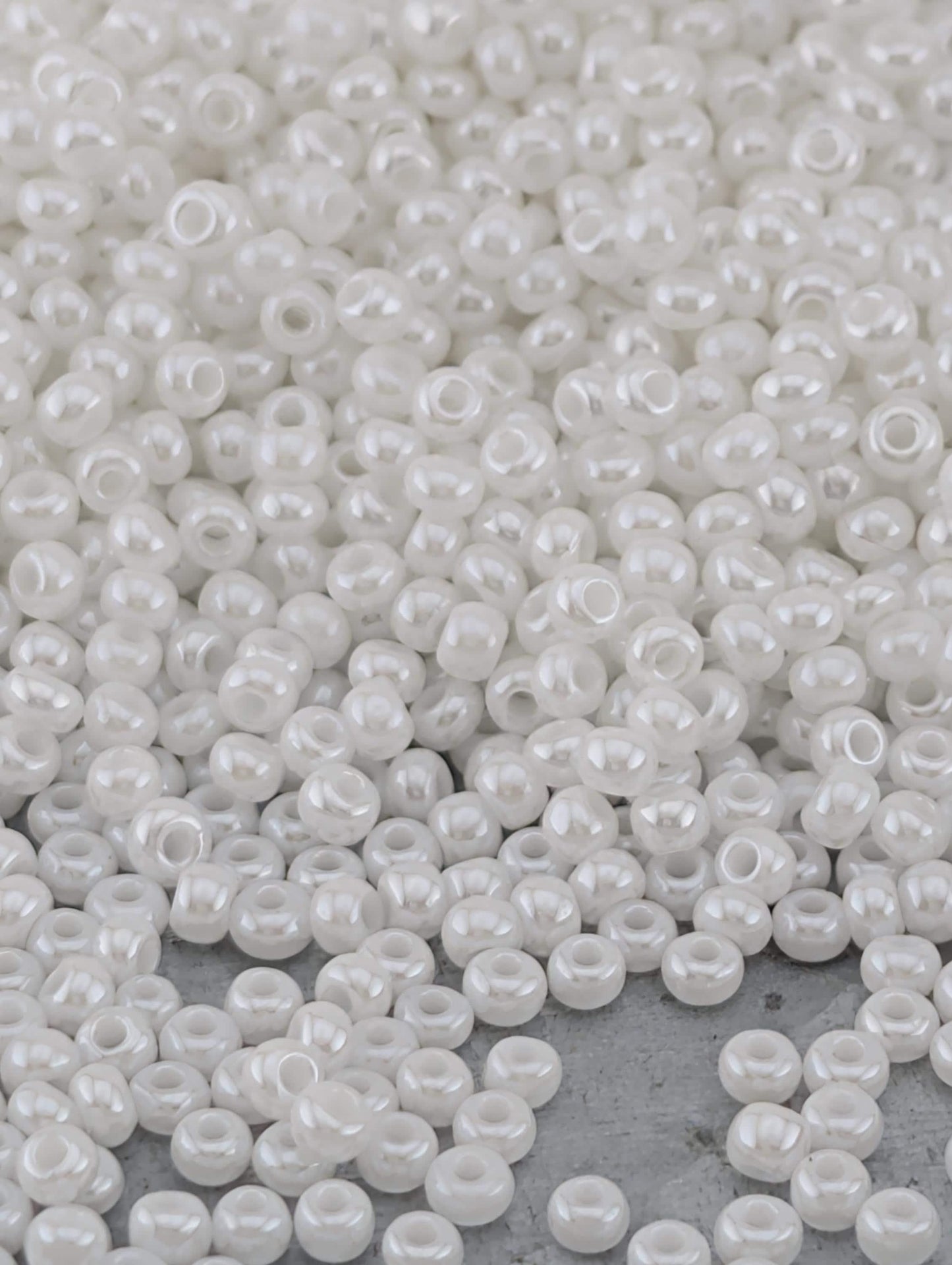 Opaque White Pearl Luster | Preciosa Ornela Seed Beads | Size 11/0 | 15g Pkg ~630 pcs