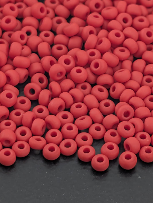Opaque Matte Red | Preciosa Ornela Seed Beads | Size 11/0 | 15g Pkg ~630 pcs