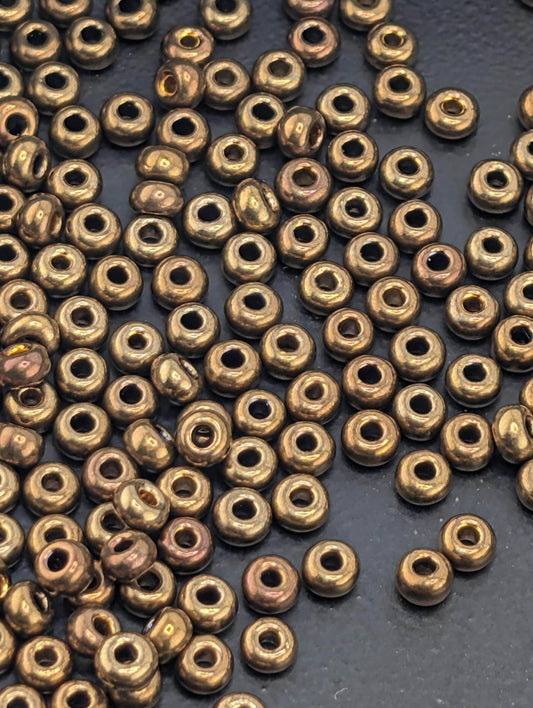 Opaque Bronze Iris Dark Topaz | Preciosa Ornela Seed Beads | Size 8/0 | 15g Pkg ~630 pcs