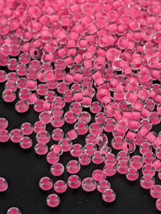 Transparent Crystal Icl Neon Pink | Preciosa Ornela Seed Beads | Size 11/0 | 15g Pkg ~630 pcs