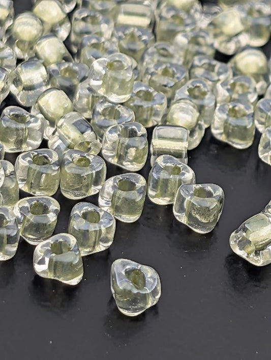 Miyuki Triangle Glass Seed Beads: Crystal/Light Celery Sparkle  Inside Color Lined (Size 5-0, ~166 beads/15g pkg)