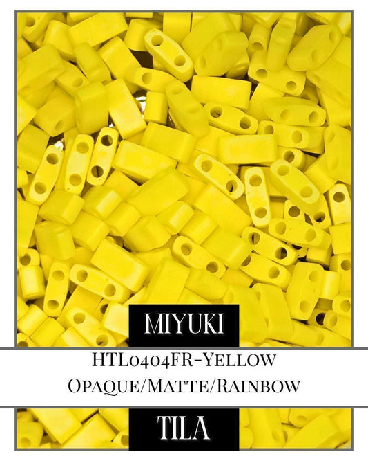 Miyuki Tila Beads – Yellow Opaque Matte 2-Hole Flat Seed Beads 7.5g