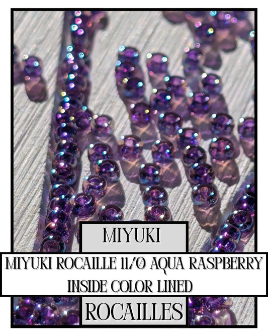Miyuki Rocailles Beads | Aqua Raspberry Inside Color Lined 11/0 Seed Beads Tube