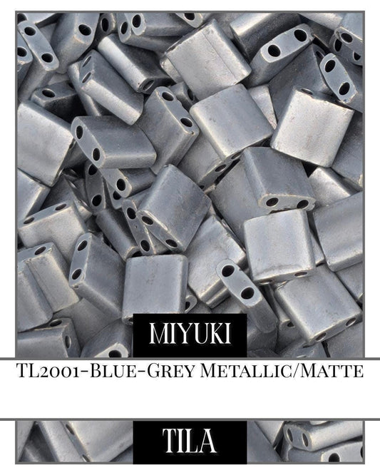Miyuki Tila Beads - Blue Grey Metallic Matte | 7.5g Bead Package for Jewelry Making