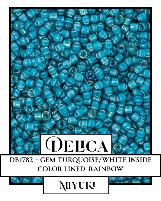 Miyuki Delica Beads - Gem Turquoise & White ICL 11/0 Seed Beads Package 7g