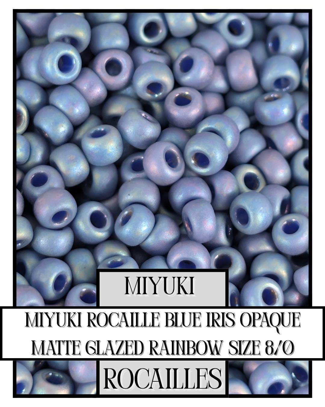 Miyuki Rocaille Beads - Blue Iris Opaque Matte Rainbow Glaze Size 8/0 Glass Seed