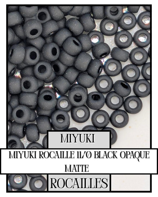 Black Miyuki Rocailles 11/0 Seed Beads | Matte Finish Glass Beads 20g