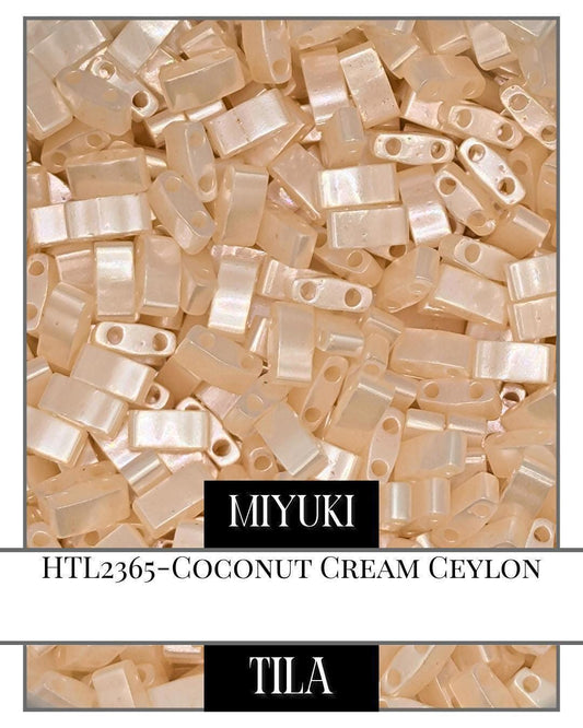 Miyuki Tila Beads | 7.5g Coconut Cream Beads - Genuine Seed Bead Crafting