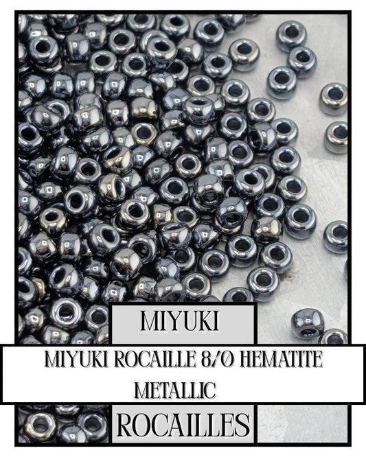 Miyuki Rocaille Beads 8/0 Hematite Metallic Glass Seed Beads – Smooth Surface, Precise Shape