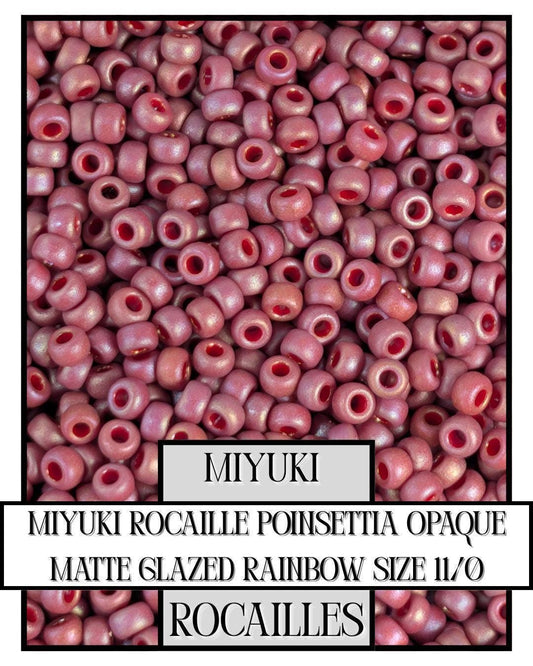 Miyuki Rocaille Beads – Poinsettia Size 11/0 Opaque Matte Rainbow Glaze Beads