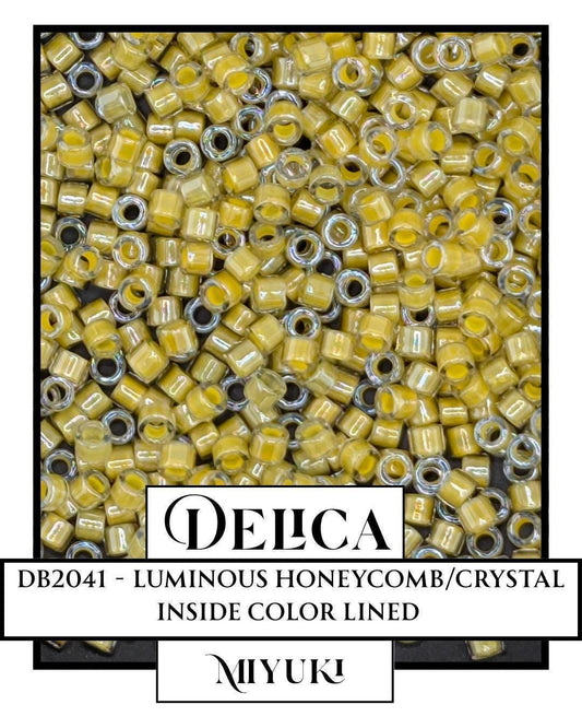 Miyuki Delica Beads 11/0 Seed Beads – Luminous Honeycomb Crystal ICL, Premium Glass