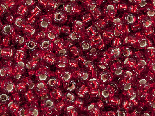 Miyuki Rocailles Beads - Dark Red Translucent Silver-Lined 11/0 Seed Beads Pack