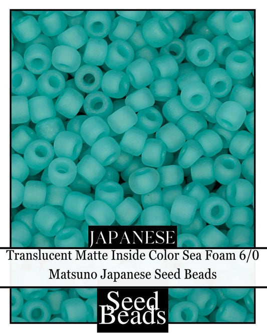 Translucent Matte Seed Beads – Japanese 6/0 Sea Foam Frosted Beads, 15g Pack