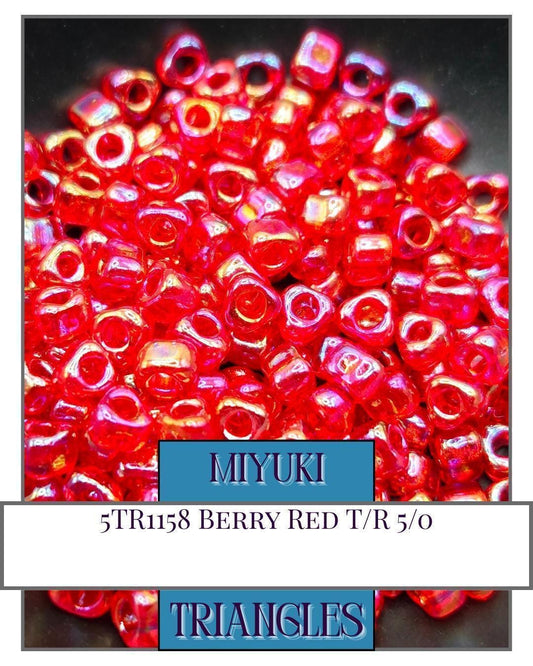 Miyuki Triangle Beads - Berry Red 10 Gram Bead Pack | Translucent Rainbow Seed Beads