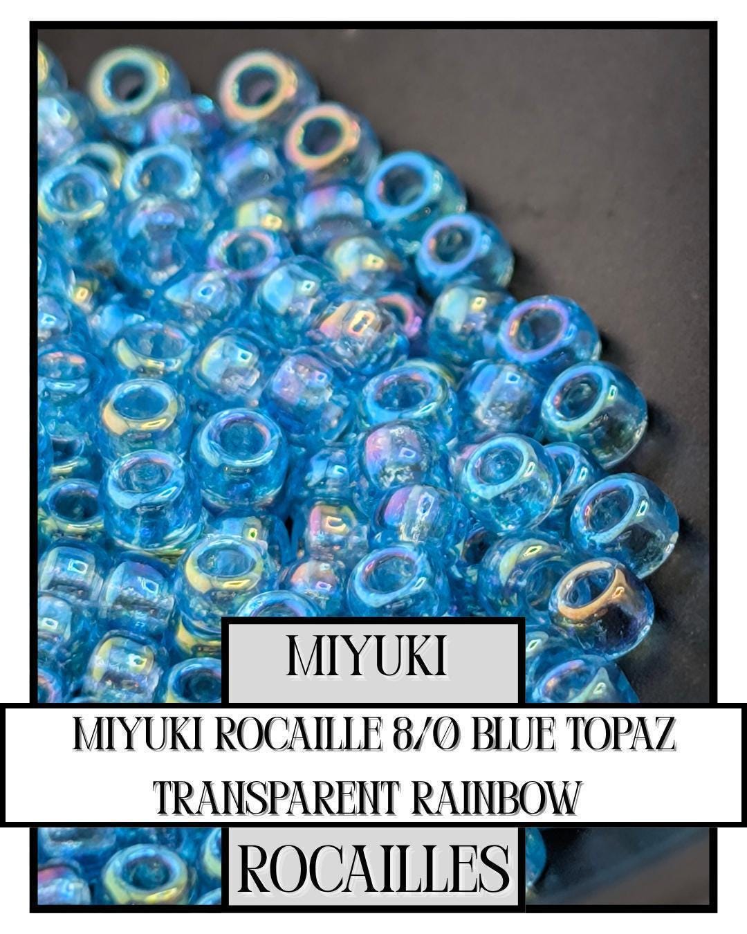 Miyuki Rocaille Beads 8/0 | Blue Topaz Transparent Rainbow Seed Beads 20g
