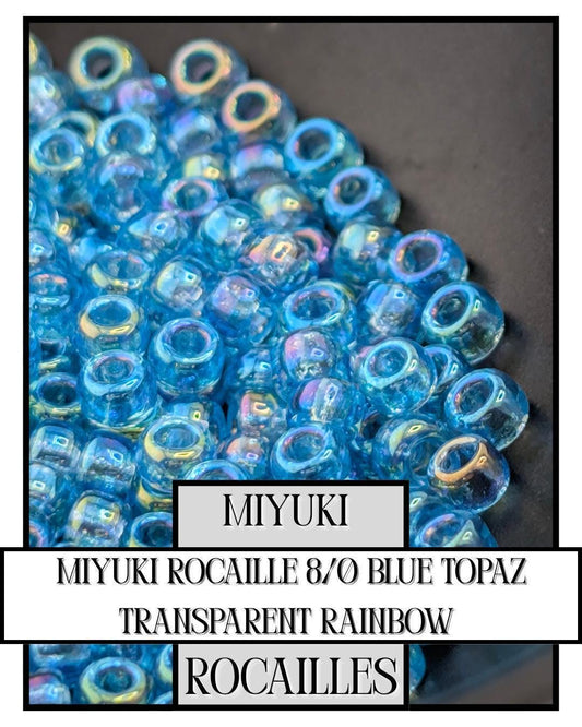 Miyuki Rocaille Beads 8/0 | Blue Topaz Transparent Rainbow Seed Beads 20g