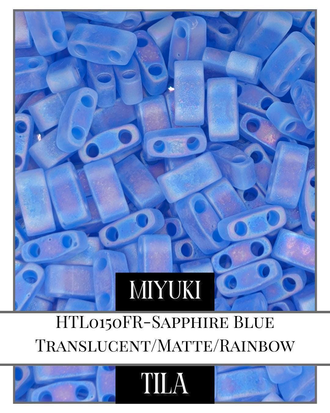 Miyuki Tila Beads - Sapphire Blue Two Hole Beads | Matte & Rainbow Finish