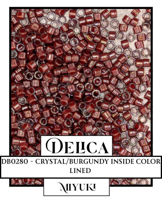 Miyuki Delica Beads - 11/0 Seed Beads Crystal Burgundy, Small Hole Glass Package