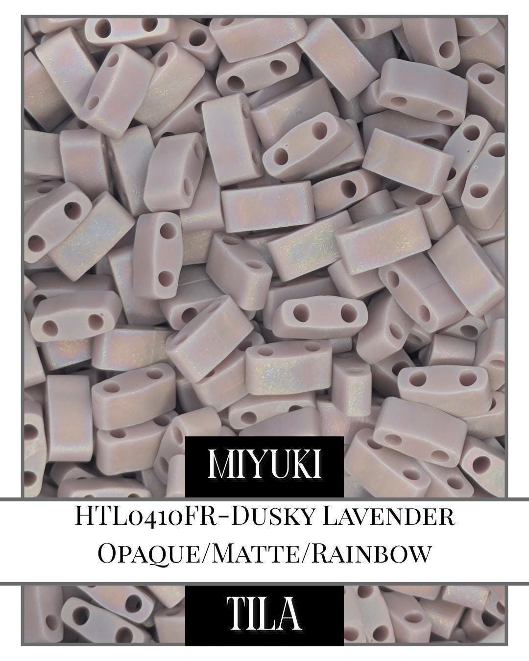 Miyuki Tila Beads – Dusky Lavender Flat Two Hole Beads with Opaque Matte Finish, 7.5g Pack