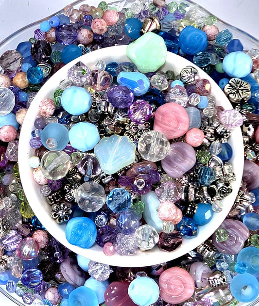 Glass Bead Soup Mix | Artisan Beading Kit with Electroplated Beads Pack & Spring Color Beads