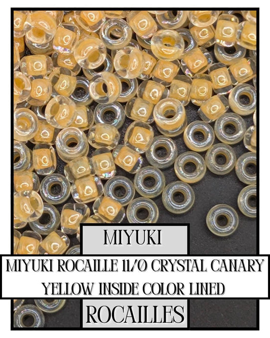 Miyuki Rocailles Beads - Crystal Canary Yellow Inside Color Lined 11/0 Seed Beads Tube