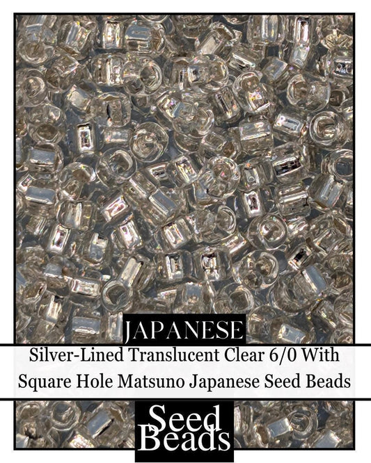 Silver-Lined Seed Beads - Translucent Rainbow 6/0 Square Hole Beads for Jewelry Making