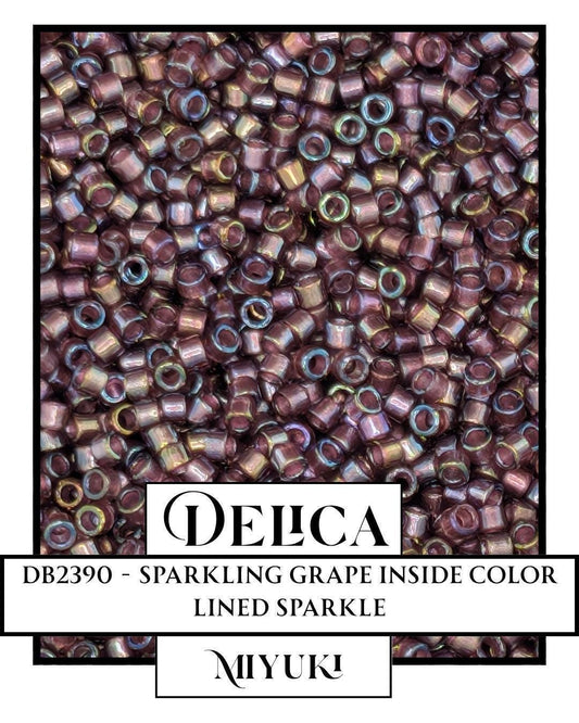 Miyuki Delica Beads - Sparkling Grape Color Lined Sparkle 11/0 Seed Beads 7g