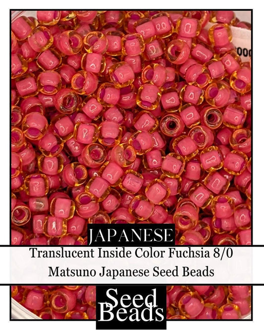 Translucent Seed Beads 8/0 Fuchsia - Japanese Matsuno Beads for Jewelry Making