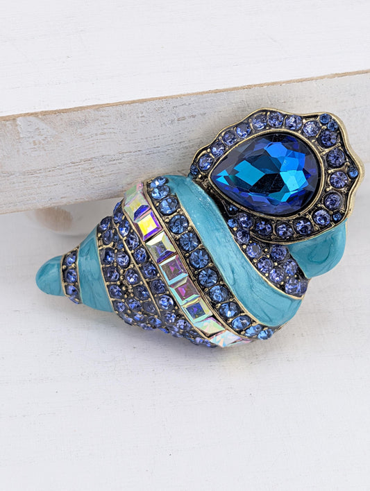 Blue Shell Brooch – Elegant Jewelry Accessory With Gold Silver Brooch Plating