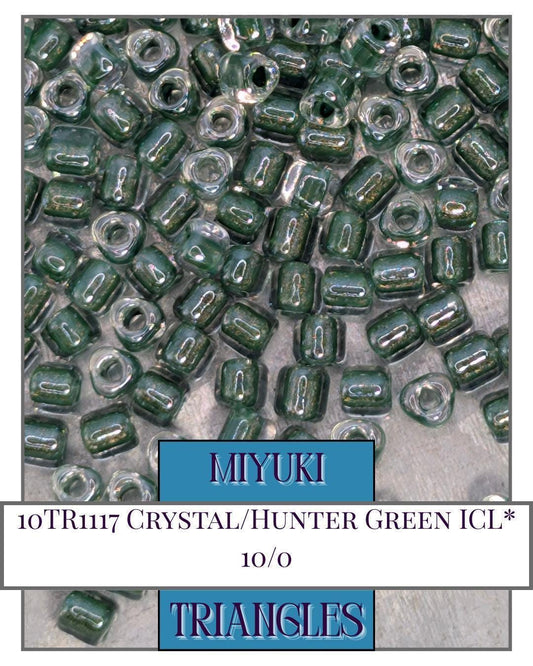 Miyuki Triangle Beads – Size 10/0 Crystal Hunter Green, 10 Gram Bead Pack