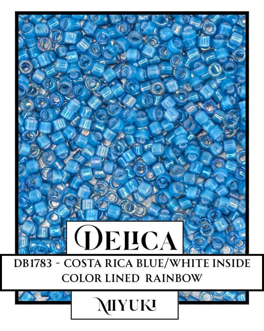 Miyuki Delica Beads - 11/0 Costa Rica Blue White Lined Glass Seed Beads - 7g